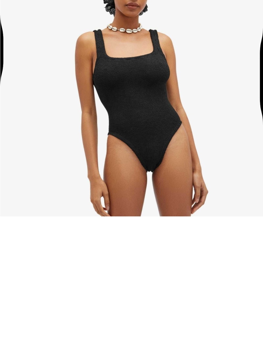Hunza G Black Square Neck Crinkle One-Piece Swimsuit. Not Used - Picture 2 of 9